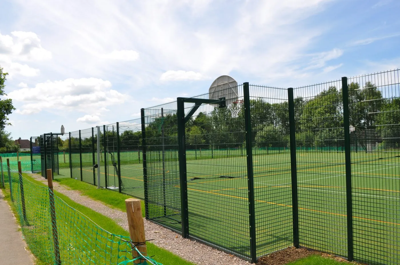 Ball-stop sports fencing around a games area